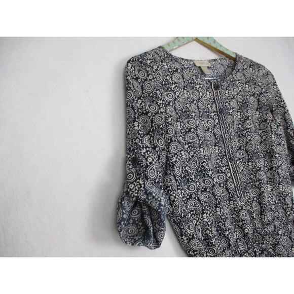 Ann Taylor LOFT Romper Womens 00P Blue Paisley Shorts Roll Tab Top XSP XS Petite - Picture 5 of 16